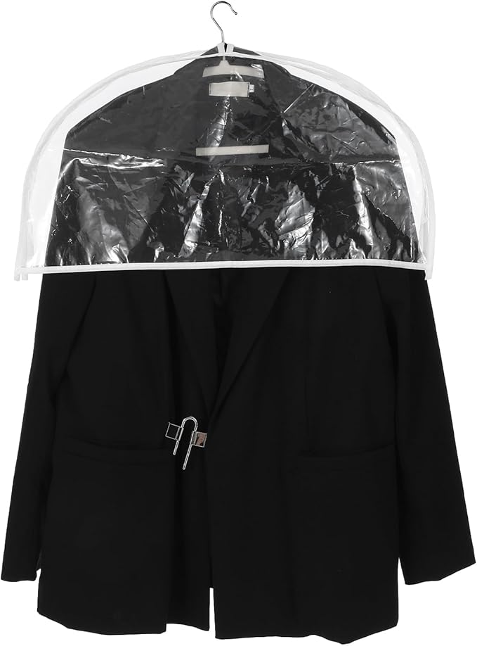 18 Pack Clear Shoulder Covers with 2" Gusset, 24" Wide x 12" High, Vinyl Dust Protectors for Hanging Clothes, Suits, Coats, Dresses, Closet Organizer