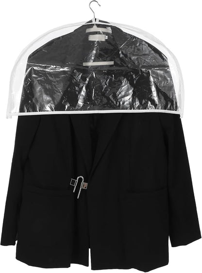 18 Pack Clear Shoulder Covers with 2" Gusset, 24" Wide x 12" High, Vinyl Dust Protectors for Hanging Clothes, Suits, Coats, Dresses, Closet Organizer