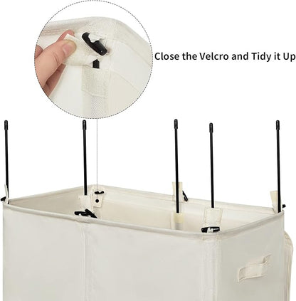 WOWLIVE 154L Double Laundry Hamper with Lid and Removable Laundry Bags, Large Dirty Clothes Hamper 2 section Collapsible Laundry Basket Dorm Room Storage for Bedroom, Bathroom, College,Beige