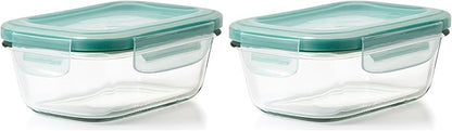 OXO Glass Food Storage Container, Rectangle, 1.6 Cup | Smart Seal | Leakproof | Pack of 2