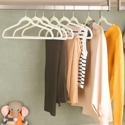 Stormix 36 Pack Velvet Hangers, 17.3 x 8.9 Inches Clothes Hangers, Non Slip Dresses Hangers with Shoulder Notches for Adult Cream