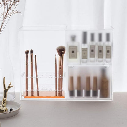 Moosy Life Makeup Brush Holder Organizer, Brush Holder for Vanity, Acrylic Makeup Brush Organizer Countertop Makeup Brush Drying Rack, 12 Slots Acrylic Holder