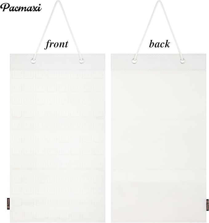 PACMAXI Hanging Brooch Pin Organizer, Display Pins Storage Case, Brooch Collection Storage Holder, Holds Up to 96 Pins.(Not Include Any Accessories) (S-96 Slots, Ivory White, Small)