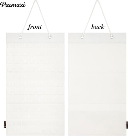 PACMAXI Hanging Brooch Pin Organizer, Display Pins Storage Case, Brooch Collection Storage Holder, Holds Up to 96 Pins.(Not Include Any Accessories) (S-96 Slots, Ivory White, Small)