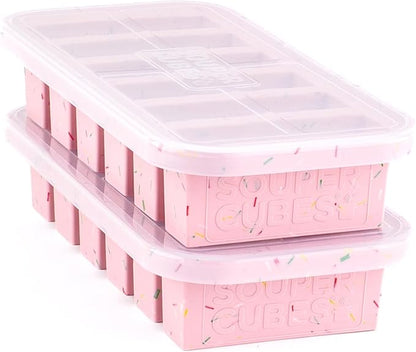 Souper Cubes 1/2 Cup Silicone Freezer Mold, Perfect for Storing Soups, Sauces, Juices, Desserts, Smoothie Prep and More, Half Cup Silicone Freezer Tray - Cotton Candy - 2-Pack
