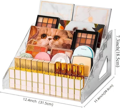 Nail Polish Rack, 7 Layers Clear Plastic Nail Polish Storage Organizer Display, Freestanding Makeup Caddy for Sunglasses, Cosmetics (7 Layers)
