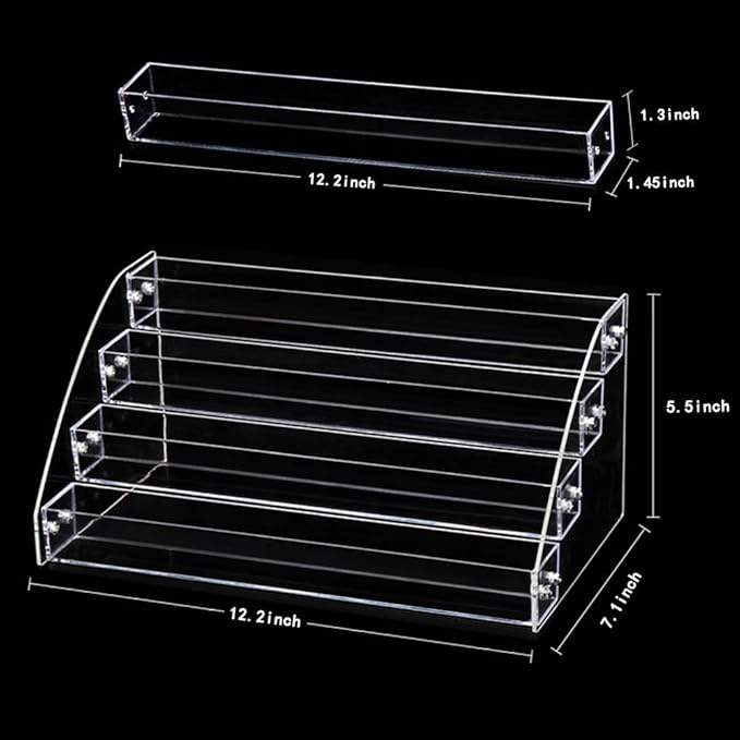 4 Tiers Makeup Holder Tiered Acrylic Organizer for Lipstick Nail Polishes Eye Shadow Toy Collection Dresser Reagent Container Retail E ssential Oils Liquids Paint Oil Bottle Display Rack Stand Station