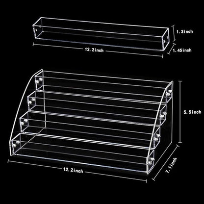 4 Tiers Makeup Holder Tiered Acrylic Organizer for Lipstick Nail Polishes Eye Shadow Toy Collection Dresser Reagent Container Retail E ssential Oils Liquids Paint Oil Bottle Display Rack Stand Station