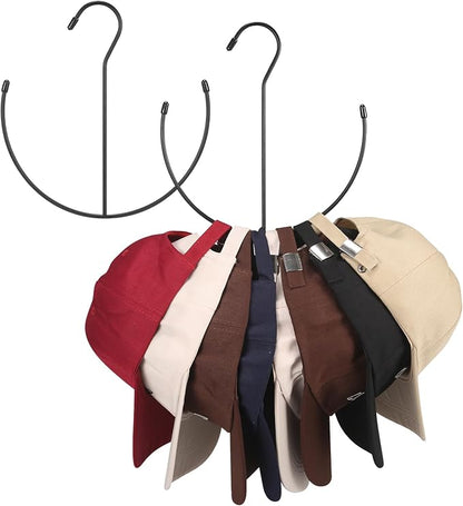 hat Hanger hat Hangers for Closet hat Organizer for Closet Set of 2 hat Rack for Closet Baseball hat Storage Hanger for Hats in Closet Black