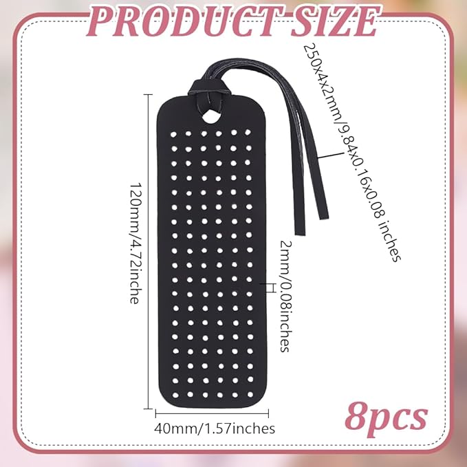 8 Sets Portable Leather Brooch Pin Display Holder, 4.72 x 1.57 Inch Rectangular Black Brooch Pin Storage Holder Enamel Pins Display Organizer With Rope for Jewelry Brooch Pins