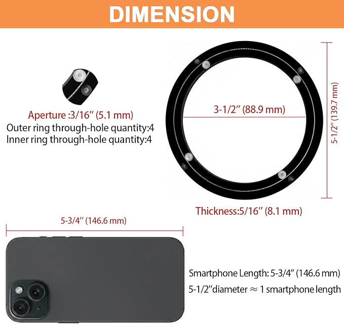 TamBee 6 Inch Lazy Susan Bearing Base - Aluminum Heavy Duty Lazy Susan Turntable Mechanism Kit for Smooth Rotation, Universal Hardware for DIY Furniture, Cabinets and Craft (Base Only, Black)