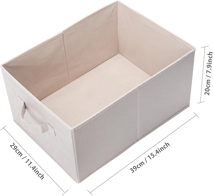 Clothings Collapsible Storage Bins, Foldable Organizers and Storage Baskets Cube Storage Bin for Bedroom Living Room (4 Pack) (Flaxen, 15.4x11.4x7.9inch)
