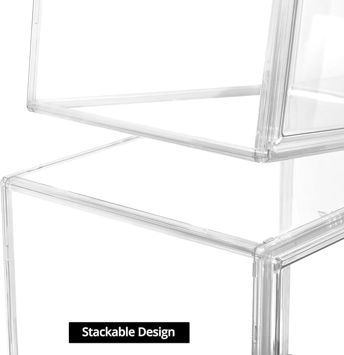 QWORK Stackable Plastic Closet Storage Container Shoebox - Clear Versatile Organizer for Shoes and Bags, 14x8.6x10.6 inches