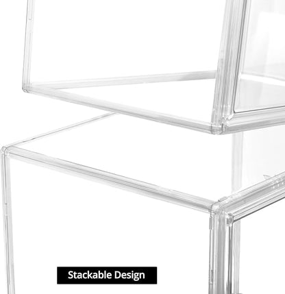 QWORK Stackable Plastic Closet Storage Container Shoebox - Clear Versatile Organizer for Shoes and Bags, 14x8.6x10.6 inches