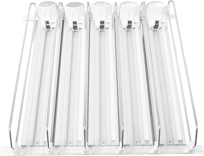 5pcs Soda Can Organizer for Fridge, Automatic Can Holder Dispenser, ABS Fridge Can Holder, Self Pushing Drink Organizer, Beverage Containers for Refrigerator Kitchen(White)