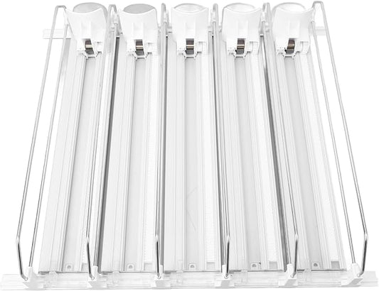 5pcs Soda Can Organizer for Fridge, Automatic Can Holder Dispenser, ABS Fridge Can Holder, Self Pushing Drink Organizer, Beverage Containers for Refrigerator Kitchen(White)