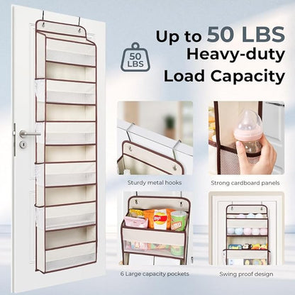 WishJazz Over the Door Organizer, 6 Shelf 50 lbs Load door organizer hanging, No Tilt Closet Organizers and Storage for Bathroom, Bedroom Nursery Newborn, Baby Necessities, Kitchen, Craft Storage