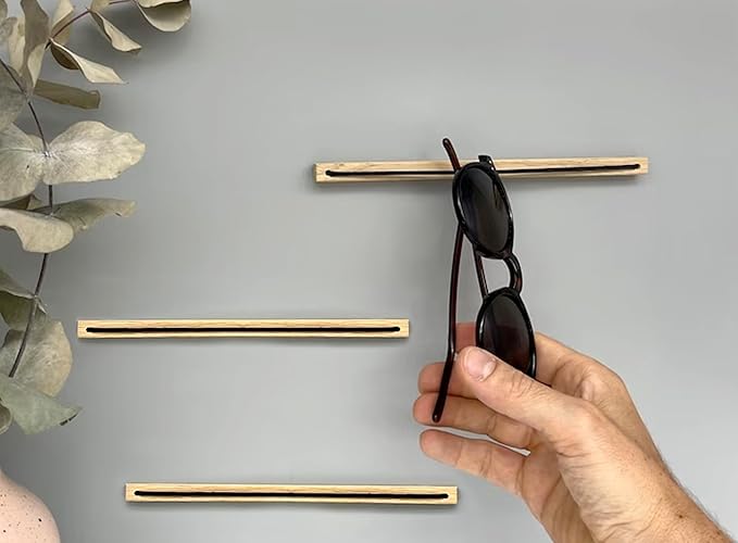 MOUGIGI 3PCS Wooden Sunglass Holder for Wall - Eyeglass Holder for Home, Wall-Mounted Sunglass Rack Stand - Keep your Reading Glasses, and Sunnies Organized and within Reach