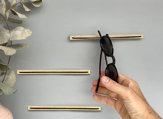 MOUGIGI 3PCS Wooden Sunglass Holder for Wall - Eyeglass Holder for Home, Wall-Mounted Sunglass Rack Stand - Keep your Reading Glasses, and Sunnies Organized and within Reach