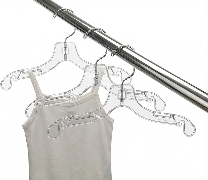 NAHANCO Children’s Plastic Shirt Hangers, Super Heavy Weight - 12" Clear (Pack of 100), Made in USA