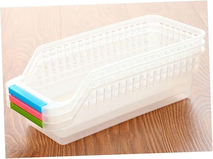 Cabilock Refrigerator Fruit Container Freezer Drawer Organizer Pantry Storage Fridge Bins Kitchen Organizer Compact Sturdy Ventilated for Fruits Drinks Sauce Bottles Random Color