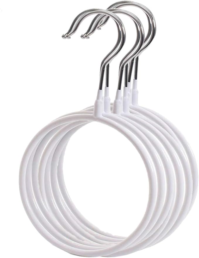 Belt/Scarf Hangers Organizer for Closet - 8 PCS Nonslip Large Scarves Holder Rack for Neckties, Winter Shawls Display, Pashminas (White)