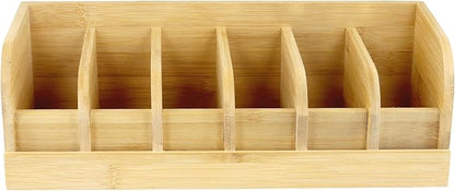 SINJEUN 2 PCS Bamboo Belt Organizer, 6 Compartments Belt Storage Organizer for Closet and Drawer, Belt Display Box for Men Women