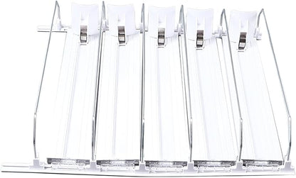Drink Can Dispenser, Organizer for Fridge Spring Loaded Adjustable Organiser Drinks Dispensador Automtico Refrescos Push Rod Slide Rail Soda Beer Beverages 38cm White Pull-Out