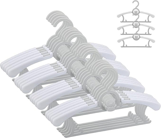 Baby Nursery Closet Hangers, Non-Slip Laundry Infant Pant Hangers for Newborn Clothes - JSF20pcs Adjustable Children Coat Hanger for Girl Boy Toddler Kids Child(Grey).