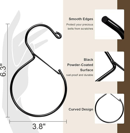 Belt Hanger for Closet, Great Space Saving Belt Hanger, Durable and Sturdy Steel Material, Smooth & Burr-Free Surface, Easy to Use, Multipurpose Closet Hangers for Storing Ties, Scarfs, Hats, 4 Pack