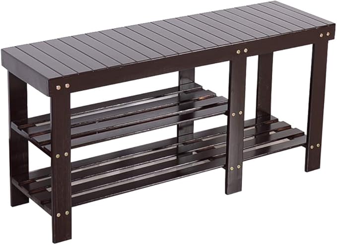 None/Brand Bamboo Shoe Rack with Storage Shelf, Three-Layer Wooden Shoe Rack, can Hold 551 pounds, Very Suitable for Corridor, Bathroom, Living Room and Corridor Entrance (Coffee(Boots Version))