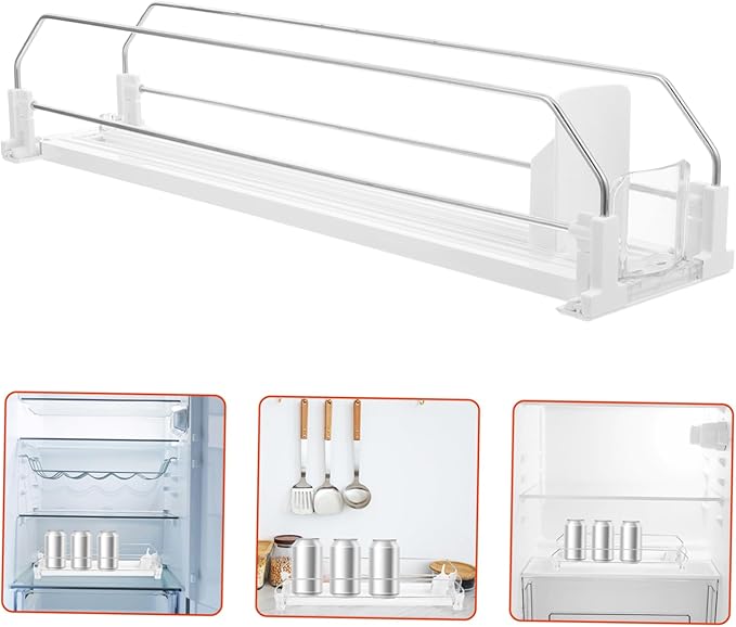 Push Drink Dispenser Organizer for Fridge Rolling Can Beverage Storage for Home Commercial Use Minimalist Design Ample Space for Soda Juices and Beer