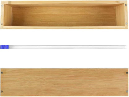BigKing Wooden Plastic Wrap Dispenser with Cutter - Aluminum Foil Holder, Wax Paper Storage Box for Refrigerator, Kitchen Bamboo Organizer, Compatible with 13" Roll