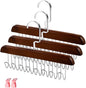 Belt Hanger 3 Pack with 24 Hooks, Sturdy Wooden Non-Slip Belt Holder, Space Saving Closet Organizer, Rotating Display Rack for Bra, Hat, Tank Tops