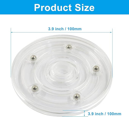 4 Pack Acrylic Lazy Susan Rotating Turntable Organizer Bearings, 4 Inch Clear Plastic 360° Swivel Tray, Small Round Spinner for Spice Rack, Kitchen Pantry, Bathrooms & Cake Decorating