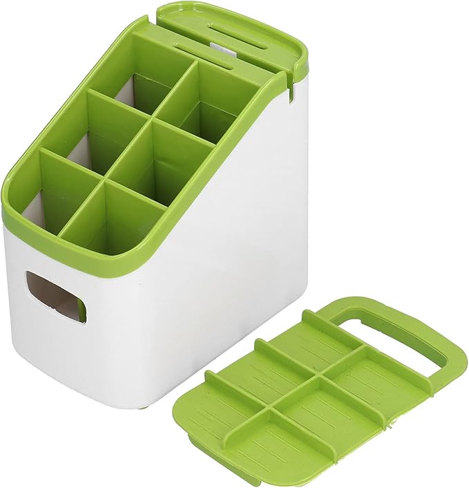 Tissting Cutlery Storage Box with Knife Rack, 6 Compartment Storage Organizer for Flatware, Forks, Knives, Spoons and Brushes, Multipurpose Tableware Rack for Kitchen Countertop(6.5x6.7x4.1in)