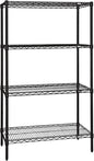 Quantum Storage Systems WR63-1472BK-5 Wire Shelving Starter Kit, 72" W x 14" D x 63" H, 600 lbs Capacity, Carbon Steel, Epoxy Coated, Black, NSF
