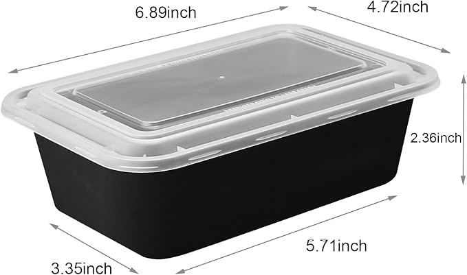 Evmliy 10Pack 28oz Meal Prep Containers Disposable Food Storage Containers with Lids, 1-Compartment Reusable Food Storage Plastic Stackable To Go Boxes Microwave, Freezer, Dishwasher Safe