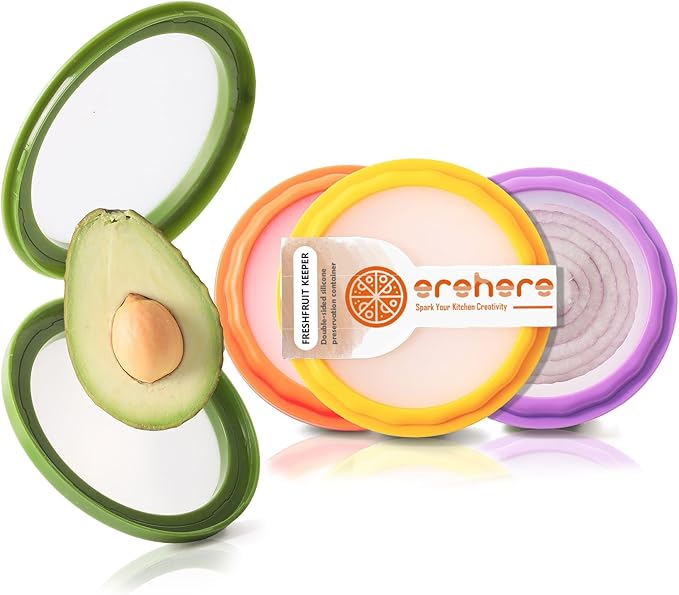 4-Piece Food Storage Containers Set – Avocado Saver, Onion Keeper, Silicone Kitchen Organizers for Fridge, Reusable & Fresh-Keeping Design