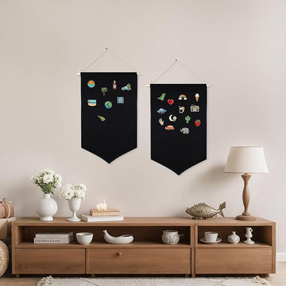 3 PCS Canvas Banners Wall Hanging Brooch Jewelry Storage Case Stand Enamel Pin Display, Sublimation blank Banner,Holder Earrings Necklace Pin Collection Organizer