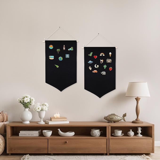 5 PCS Canvas Banners Wall Hanging Brooch Jewelry Storage Case Stand Enamel Pin Display, Sublimation blank Banner,Holder Earrings Necklace Pin Collection Organizer