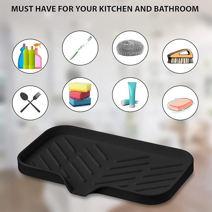 Multi-Functional Black Soap Holder - Soap Bar & Sponge Holder, Space-Saving Sink Caddy - Organize Your Kitchen!
