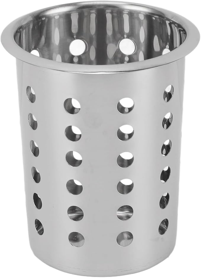 Yosoo Health Gear Kitchen Utensil Holder Spoon Fork Holder Storage Bucket, Multipurpose Large Capacity Utensil Crock for Countertop, Stainless Steel Utensil Holder 4.5*4.5*5.4in (With Holes)