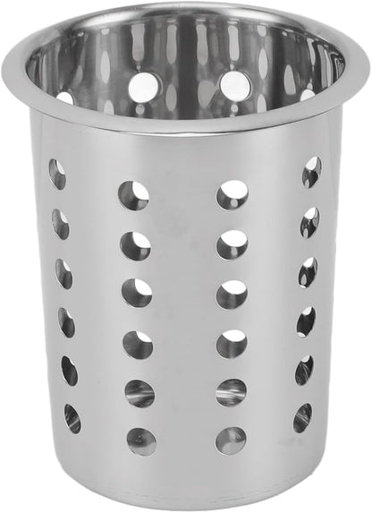 Yosoo Health Gear Kitchen Utensil Holder Spoon Fork Holder Storage Bucket, Multipurpose Large Capacity Utensil Crock for Countertop, Stainless Steel Utensil Holder 4.5*4.5*5.4in (With Holes)
