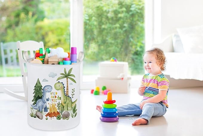 Kids Laundry Hamper,Dinosaur Laundry Basket Collapsible Boys Storage Baskets for Home Decor,Office,Toy Organizer,(Cute Dinosaur)