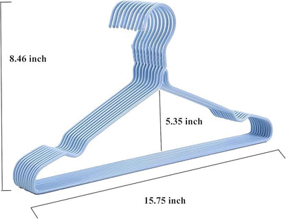 Sky Blue Wire Clothes Hangers - 10 Pack, Heavy Duty, Space Saving, Non Slip Coat Hangers for Suits, Shirts, Dresses & Trousers