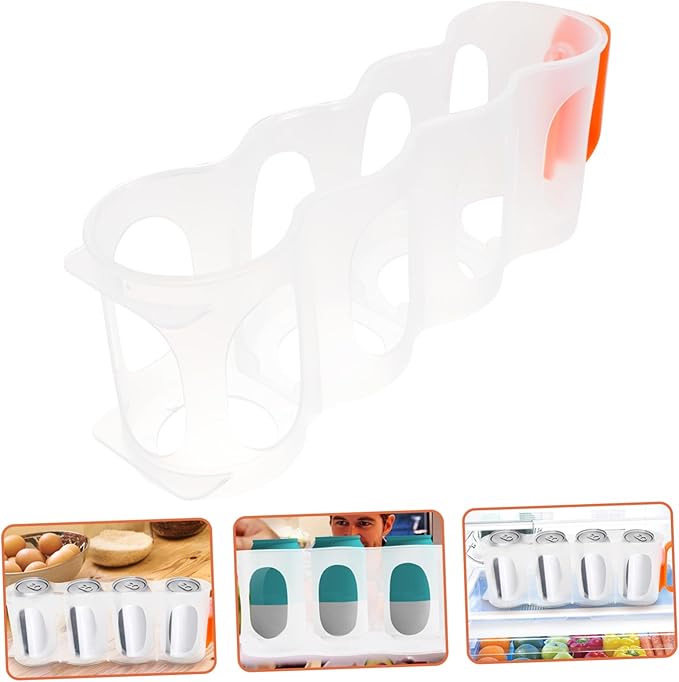 Levemolo Fridge Can Dispenser Organizer for Beer and Soda Multi-Functional Beverage Storage Rack for Refrigerator and Pantry Neat and Space-Saving Drink Holder Orange