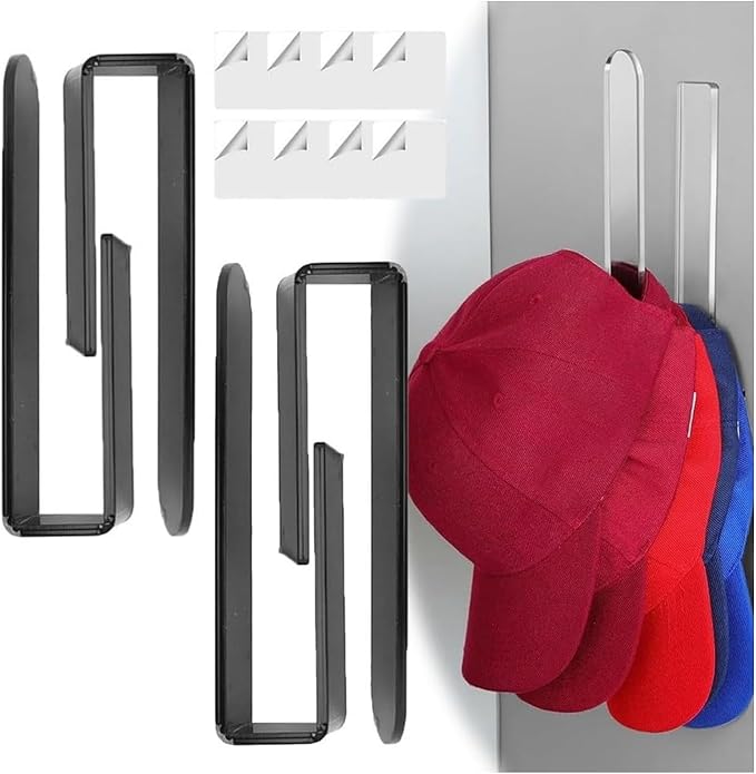 2PCS Hat Organizer for Baseball Caps,Acrylic hat rack for Men Women,Multi-Purpose Hat Holder,Strong Adhesive Hat Storage Wall Mounted Hat Rack for Door Closet,Hat Hangers No Drilling