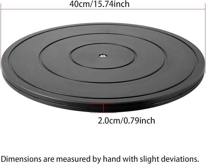 1 Pack 16 Inch Lazy Susan Turntable Heavy Duty Black Rotating Platform Smooth 360 Swivel for Tabletop, Monitor, Crafts, and TV