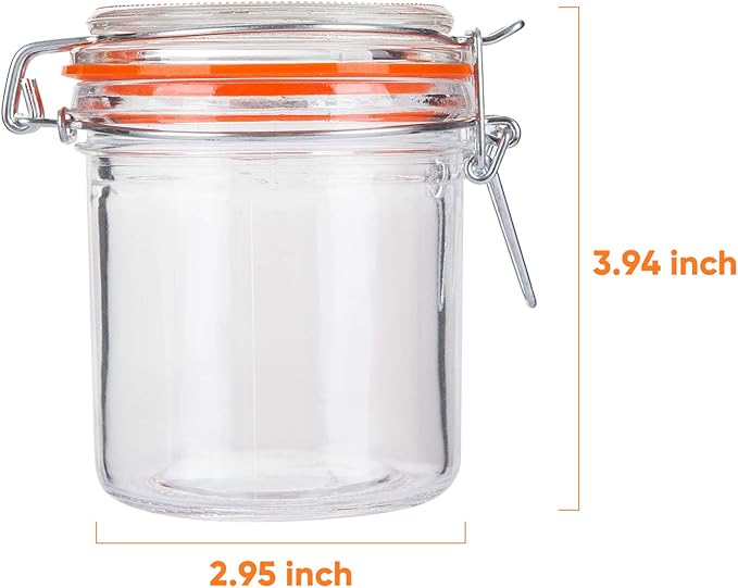 Glass Jars With Airtight Lids, Mason Jars 8 oz,Glass Jar With Leak Proof Rubber Gasket 250ml,Storage Jars With Hinged Lid for Home and Kitchen,12 Pack